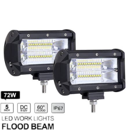 1pcs INCH 72W LED Work Light Bar 4WD Flood Beam Offroad Driving Fog Lamp