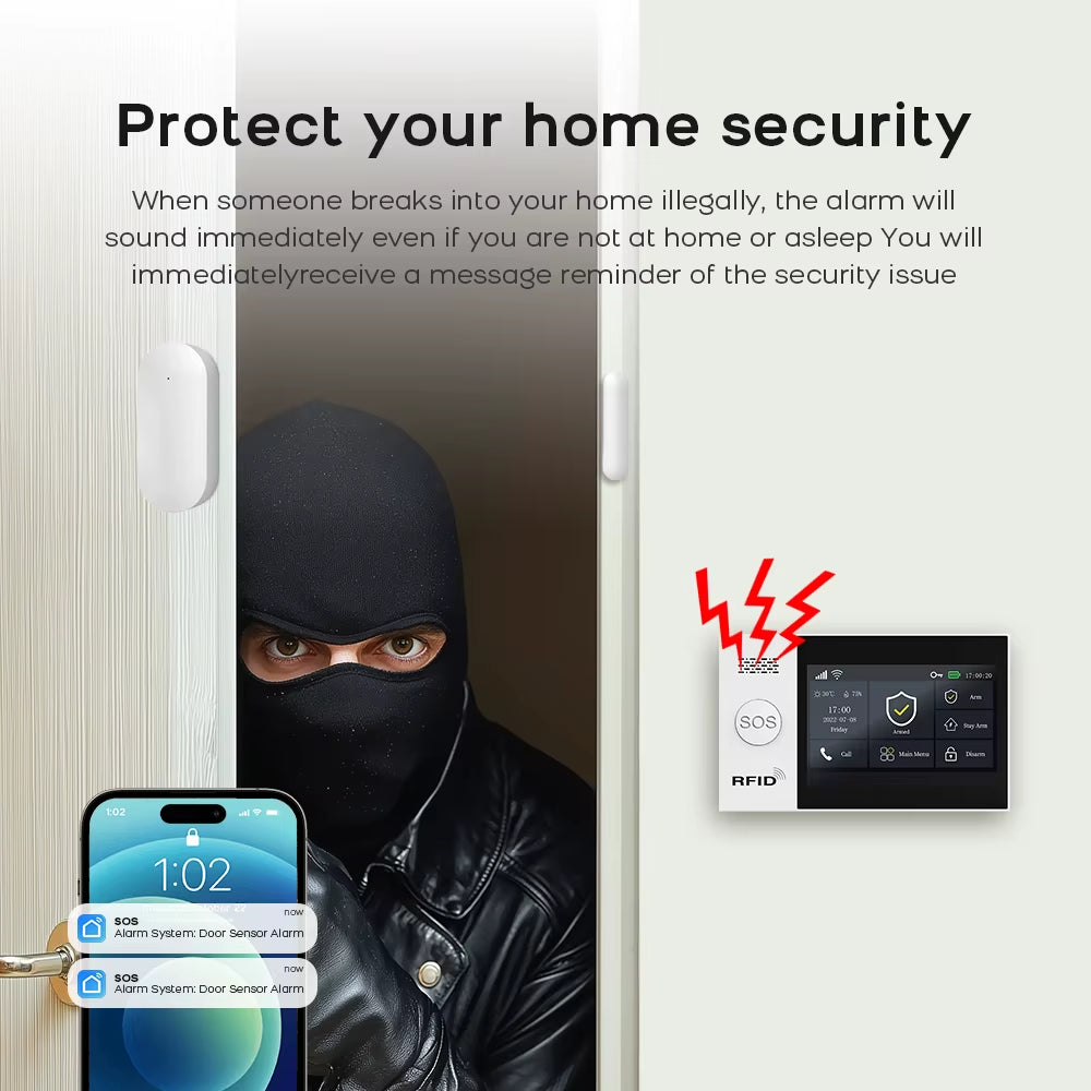 Home Security Tuya Home Alarm Wireless Smart System 2G GSM Wifi Home Child Safety Protection Anti-Theft Camera Automation