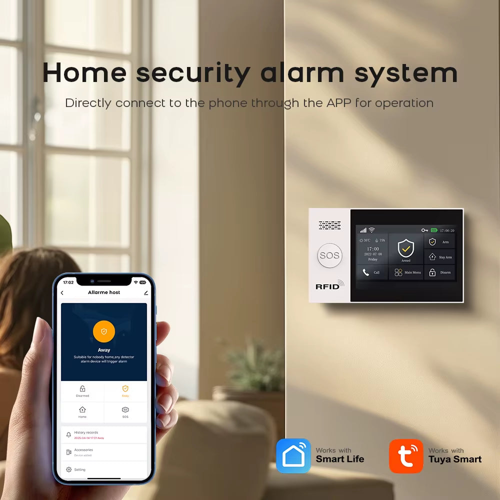 Home Security Tuya Home Alarm Wireless Smart System 2G GSM Wifi Home Child Safety Protection Anti-Theft Camera Automation