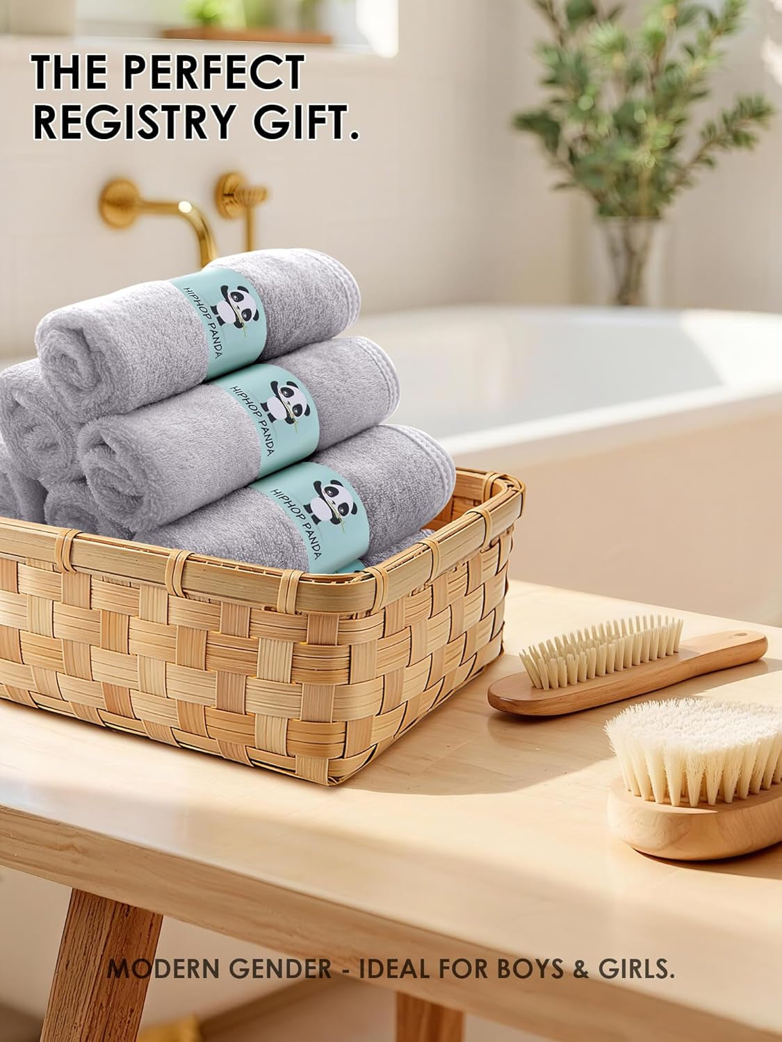Baby Washcloths, Rayon Made from Bamboo - 2 Layer Ultra Soft Absorbent Newborn Bath Face Towel - Reusable Baby Wipes for Delicate Skin - Grey, 6 Pack
