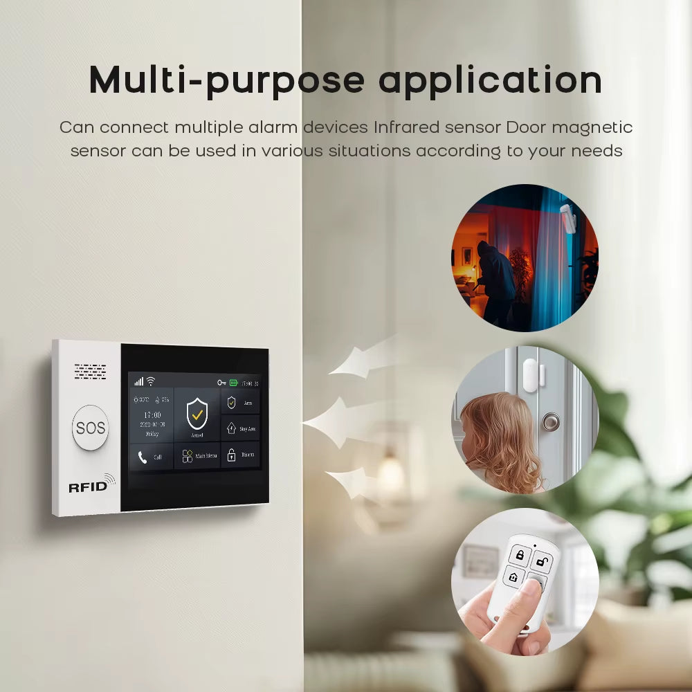 Home Security Tuya Home Alarm Wireless Smart System 2G GSM Wifi Home Child Safety Protection Anti-Theft Camera Automation