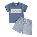 Baby Boy Shorts Set Whale/Dinosaur/Turtle Short Sleeve T-Shirts Striped Elastic Waist Shorts Clothes Toddler Summer Outfit