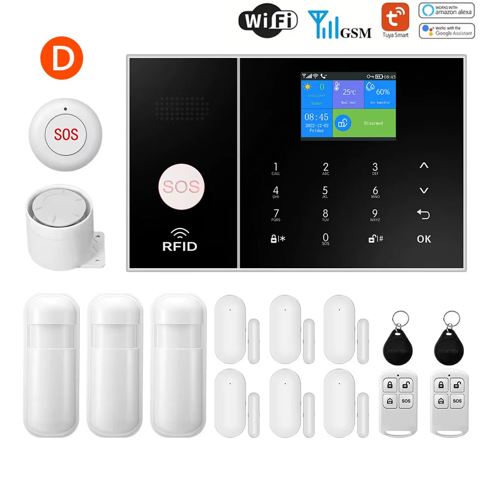 Home Security Tuya Home Alarm Wireless Smart System 2G GSM Wifi Home Child Safety Protection Anti-Theft Camera Automation