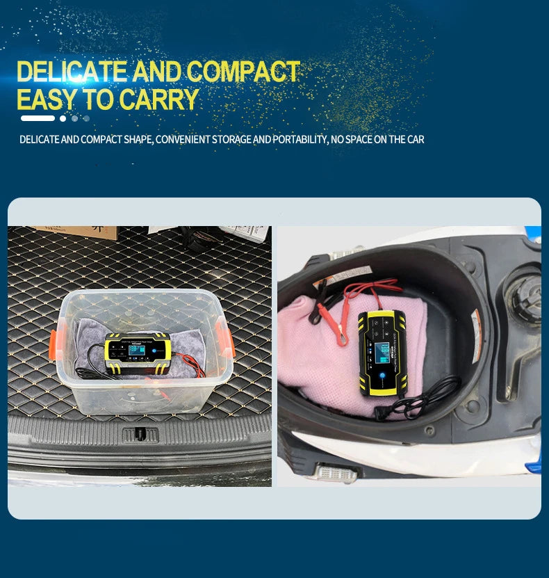 Car Battery Charger 12V 24V Pulse Repair LCD Display Smart Fast Charge AGM Deep Cycle GEL Lead-Acid Charger For Auto Motorcycle