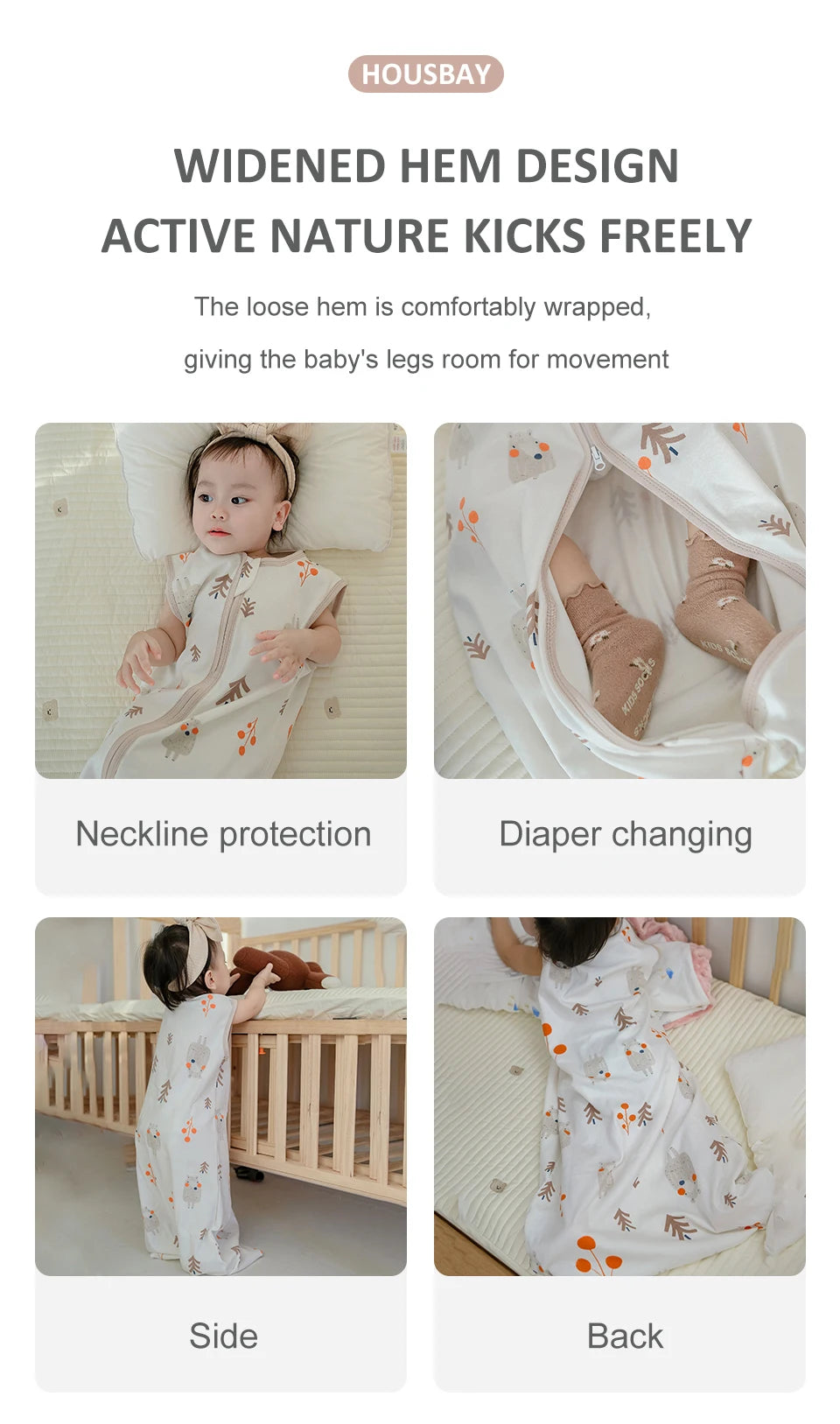 Sleeping Bags For Baby 3-18Months Summer Thin Baby One-Piece Sleepwear Cute Bear Print Cartoon Sleepsack Anti-Kick Blanket