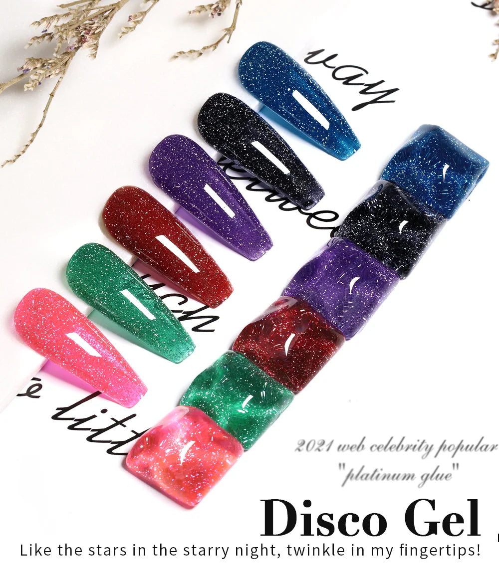 15ml Disco Laser Gel Nail Polish Super Shiny Reflective Color UV Nail Gel Glitter Phototherapy Flash Gellak Nail Art
