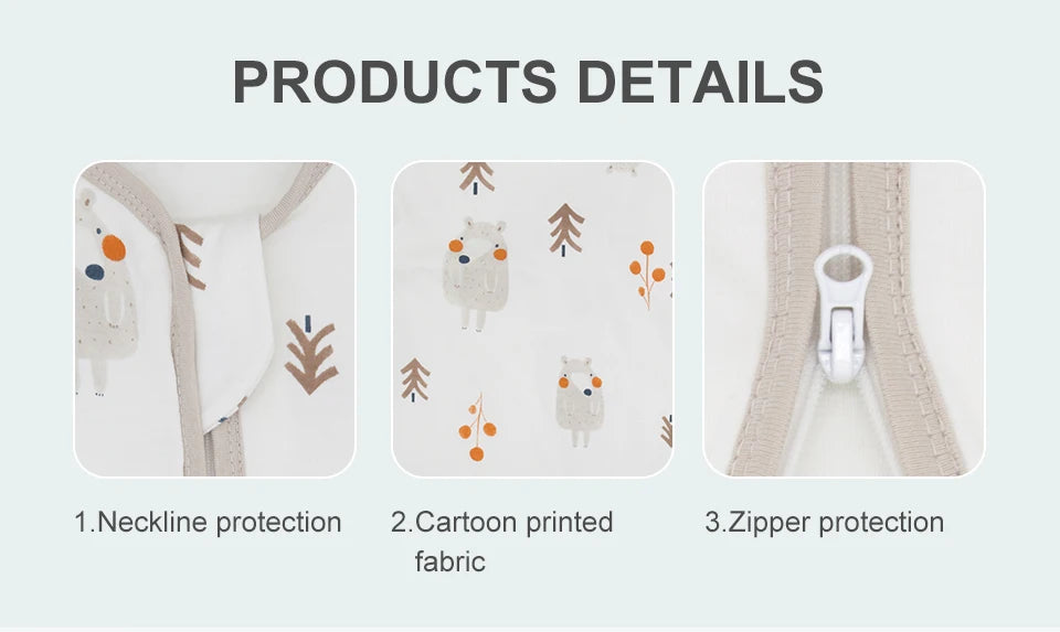 Sleeping Bags For Baby 3-18Months Summer Thin Baby One-Piece Sleepwear Cute Bear Print Cartoon Sleepsack Anti-Kick Blanket