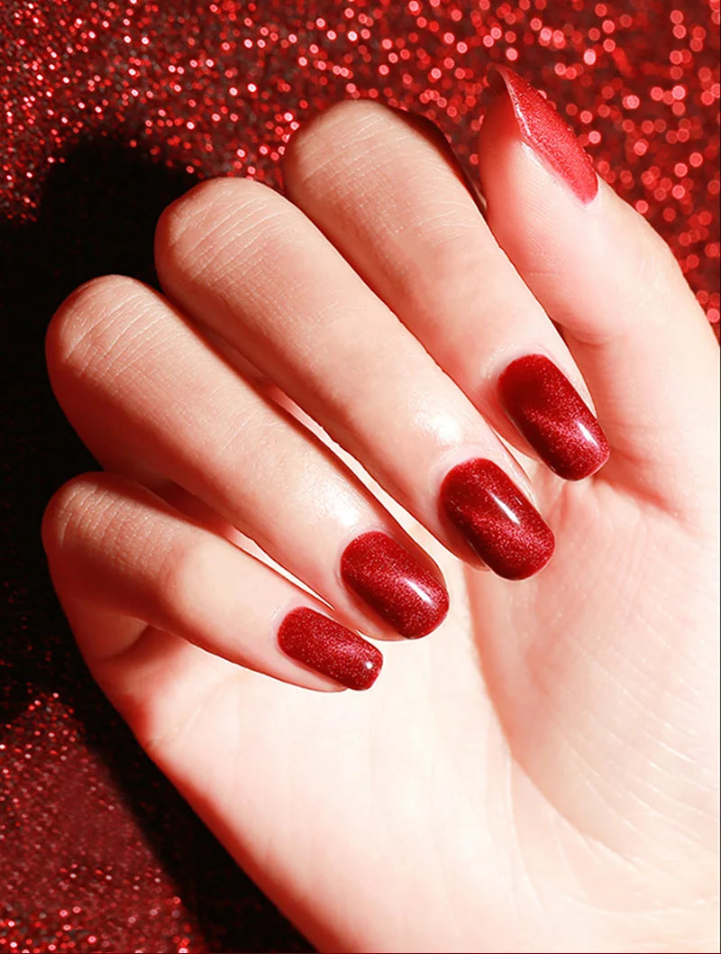 RS NAIL 15ml Gel Nail Polish Red Wine Cat Eye Glitter Gel Varnish Winter Color UV LED Nail Art Gel Lacquer 2021 Top