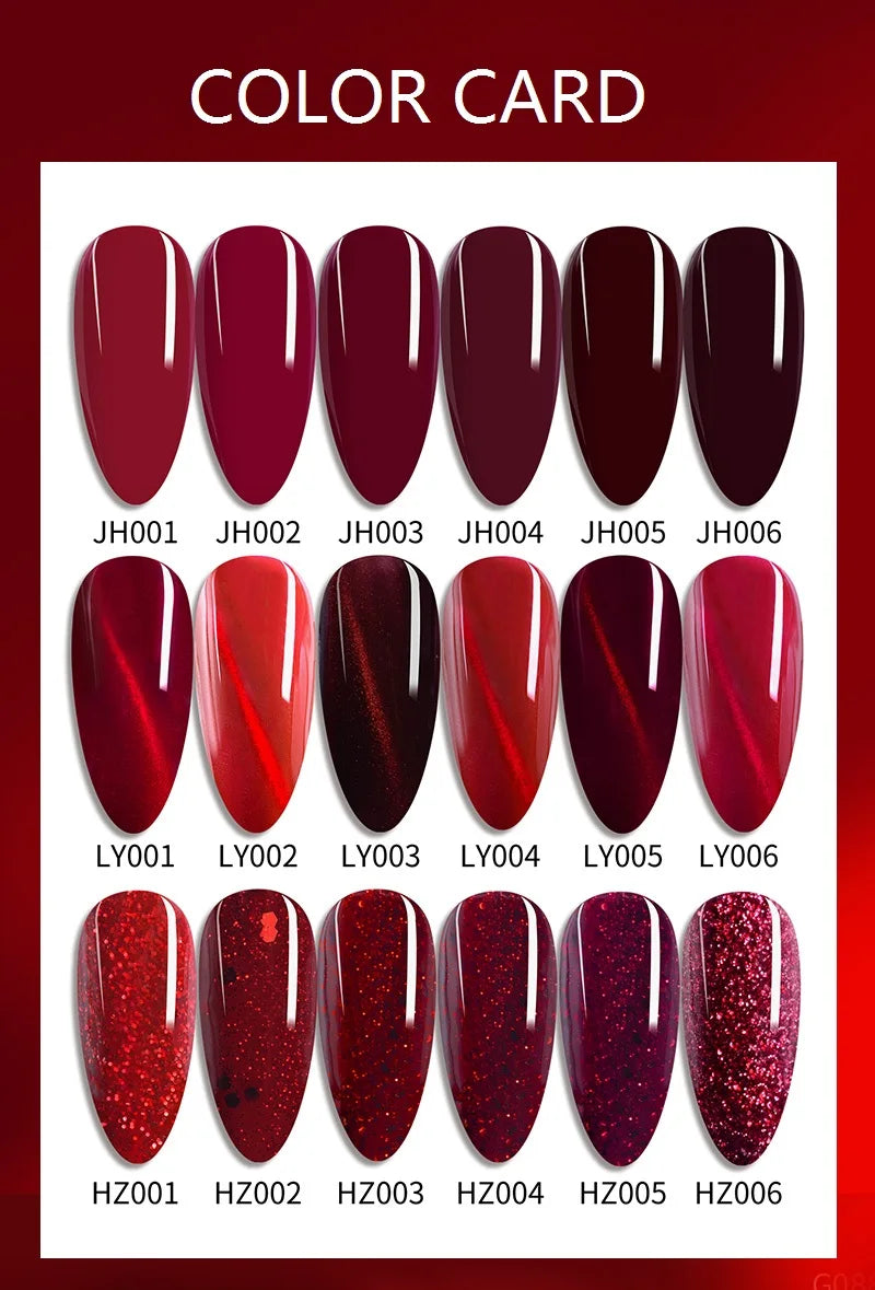 RS NAIL 15ml Gel Nail Polish Red Wine Cat Eye Glitter Gel Varnish Winter Color UV LED Nail Art Gel Lacquer 2021 Top