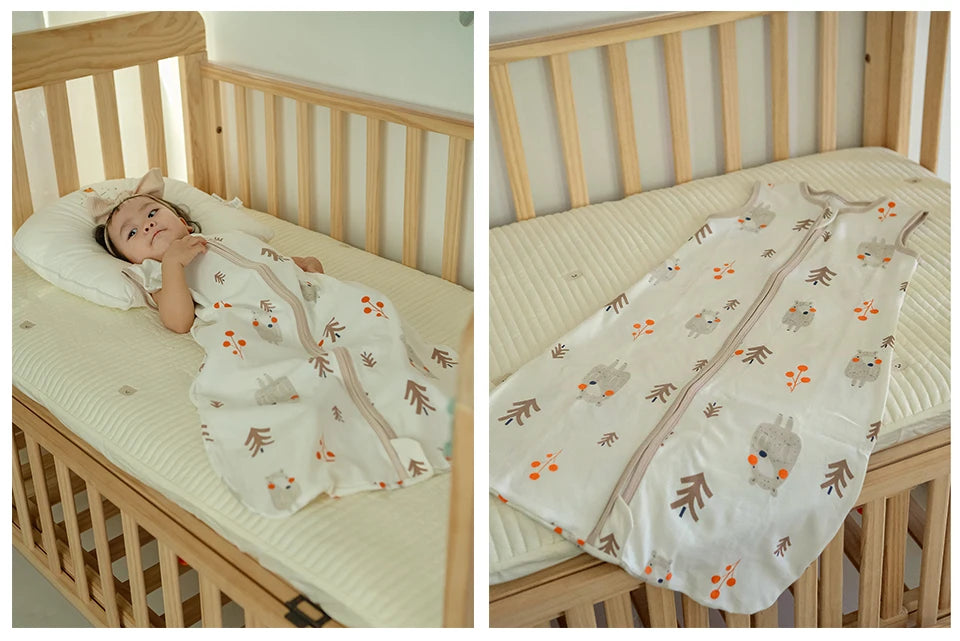 Sleeping Bags For Baby 3-18Months Summer Thin Baby One-Piece Sleepwear Cute Bear Print Cartoon Sleepsack Anti-Kick Blanket