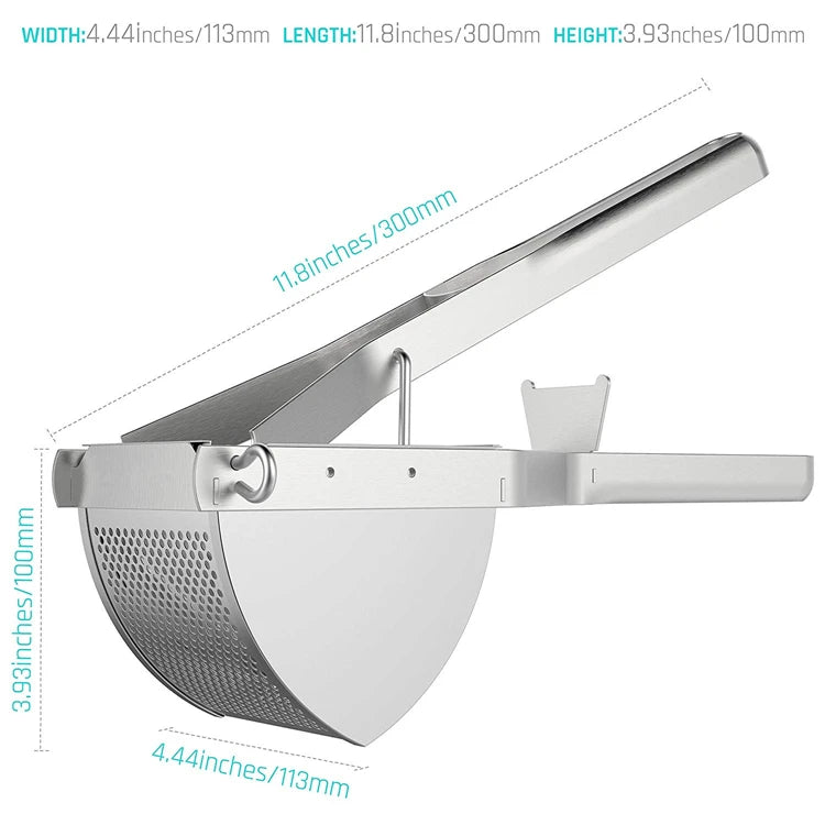 LMETJMA Potato Ricer Stainless Steel Potato Masher Heavy Duty Potato Ricer Masher For Baby Food Fruit Vegetable Juicer KC0154