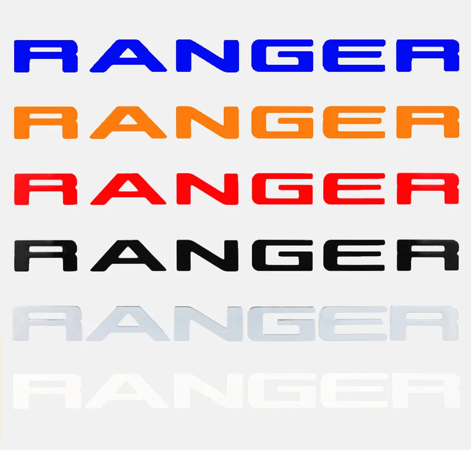 For Ford Ranger 2015-2021 Grille Top Logo Letter Grill RANGER 3D Emblem Original Size ABS Sticker With Glue Chromium Styling