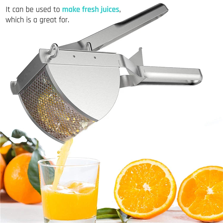 LMETJMA Potato Ricer Stainless Steel Potato Masher Heavy Duty Potato Ricer Masher For Baby Food Fruit Vegetable Juicer KC0154