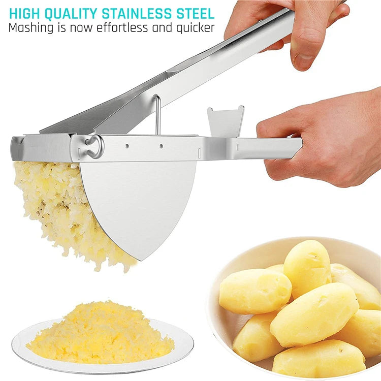 LMETJMA Potato Ricer Stainless Steel Potato Masher Heavy Duty Potato Ricer Masher For Baby Food Fruit Vegetable Juicer KC0154