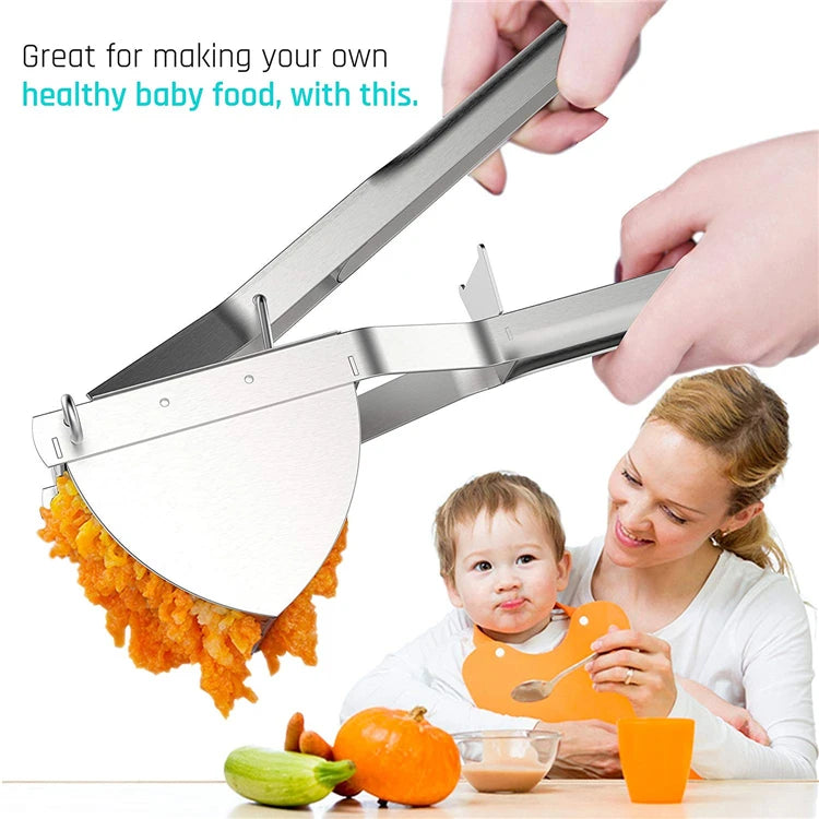 LMETJMA Potato Ricer Stainless Steel Potato Masher Heavy Duty Potato Ricer Masher For Baby Food Fruit Vegetable Juicer KC0154