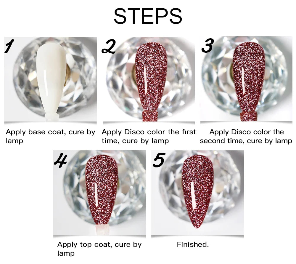 15ml Disco Laser Gel Nail Polish Super Shiny Reflective Color UV Nail Gel Glitter Phototherapy Flash Gellak Nail Art