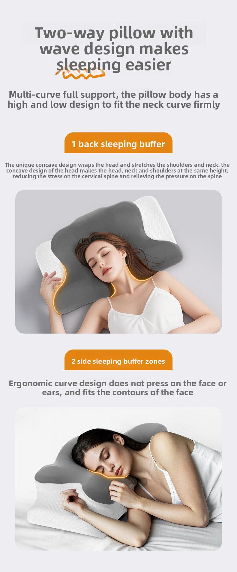 Memory Foam Cervical Pillow for Neck Pain Relief Ergonomic Orthopedic Neck Support Side Back Stomach Sleepers Ideal Gift