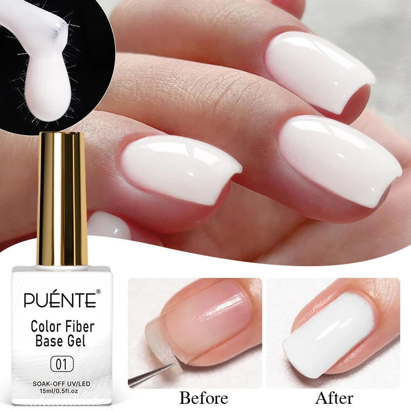 15ML Milky White Jelly Nude Pink Fiber Base Gel For Nails Repair Strengthen Extension Construction Soak Off UV Nail Art Varnish