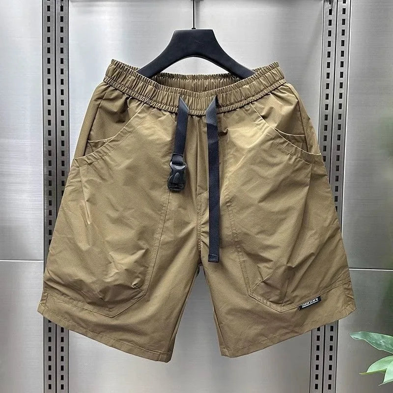 2026 Men's Large Pocket Waistband Work Shorts Summer Thin New Loose Straight Half Middle Pants