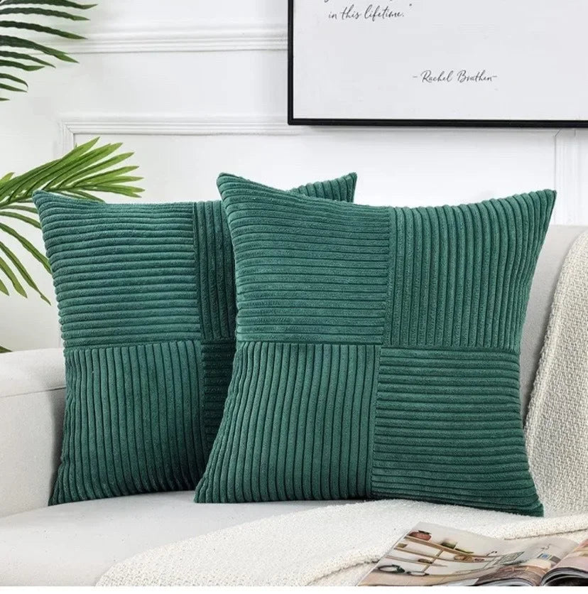 Rust Boho Throw Pillow Cover 18x18 Inch for Couch Bed Sofa Soft Corss Corduroy Patchwork Textured Terracotta Accent Cushion Case