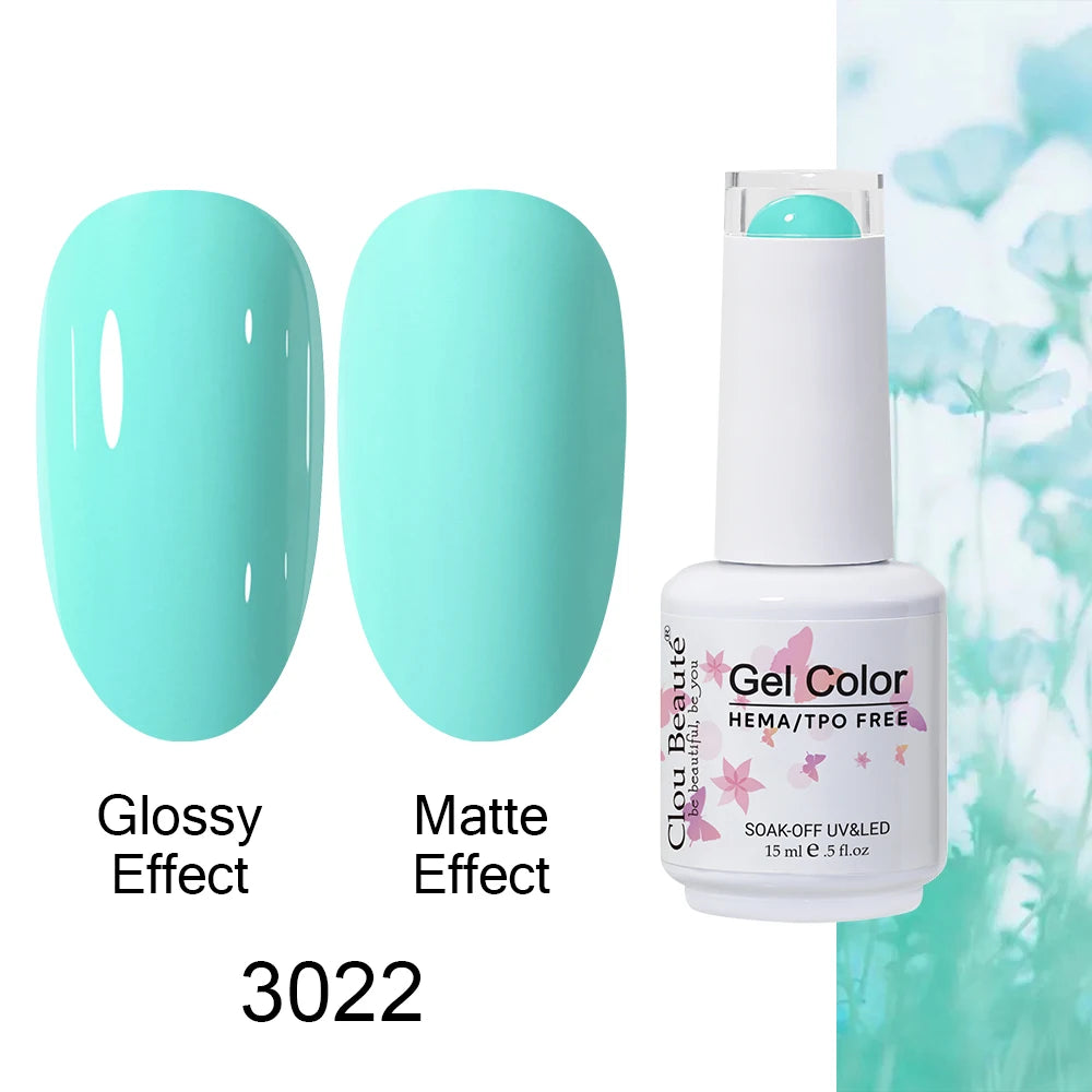 Clou Beaute 15ml HEMA TPO FREE Color Gel Nail Polish Nude Pink Red Green Collection Nail Gel Polish Glitter Soak Off UV LED Gel