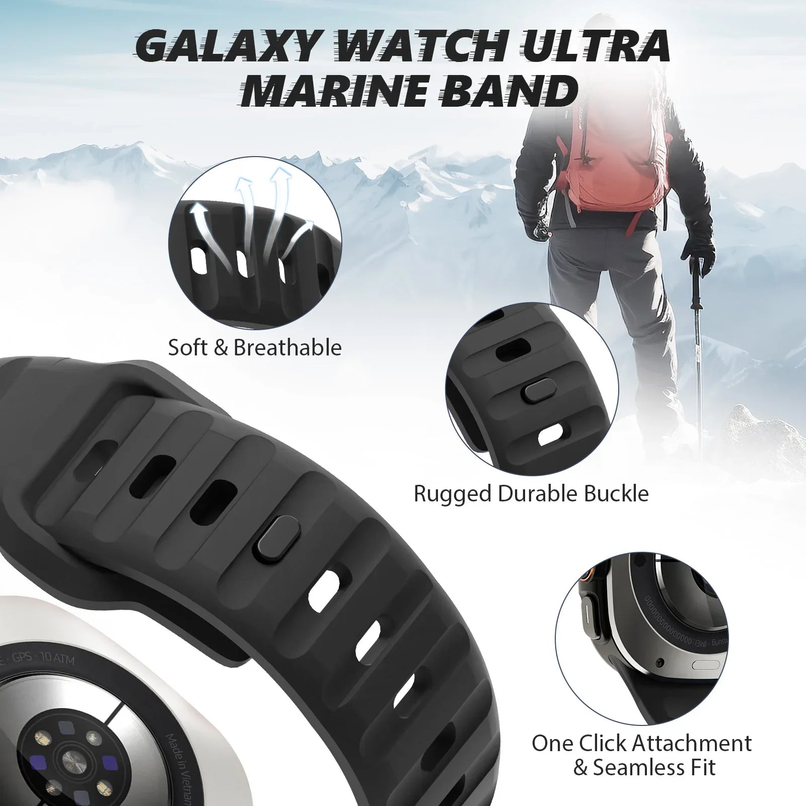 For Samsung Galaxy Watch Ultra 47mm Strap  Accessories correa Sport Silicone Bracelet For Samsung Galaxy Watch ultra 47 mm band