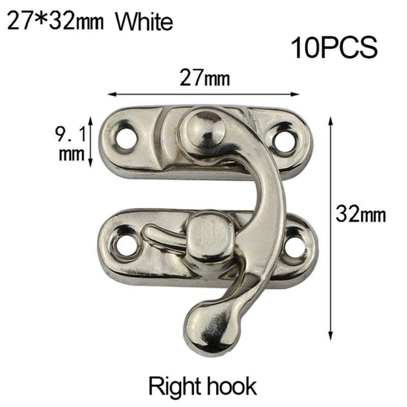10PCS/bag Vintage Metal Hardware Furniture Wooden Box Leather Bag Hardware Decorative Latch Clasps Lock Padlock Hasp With Screws