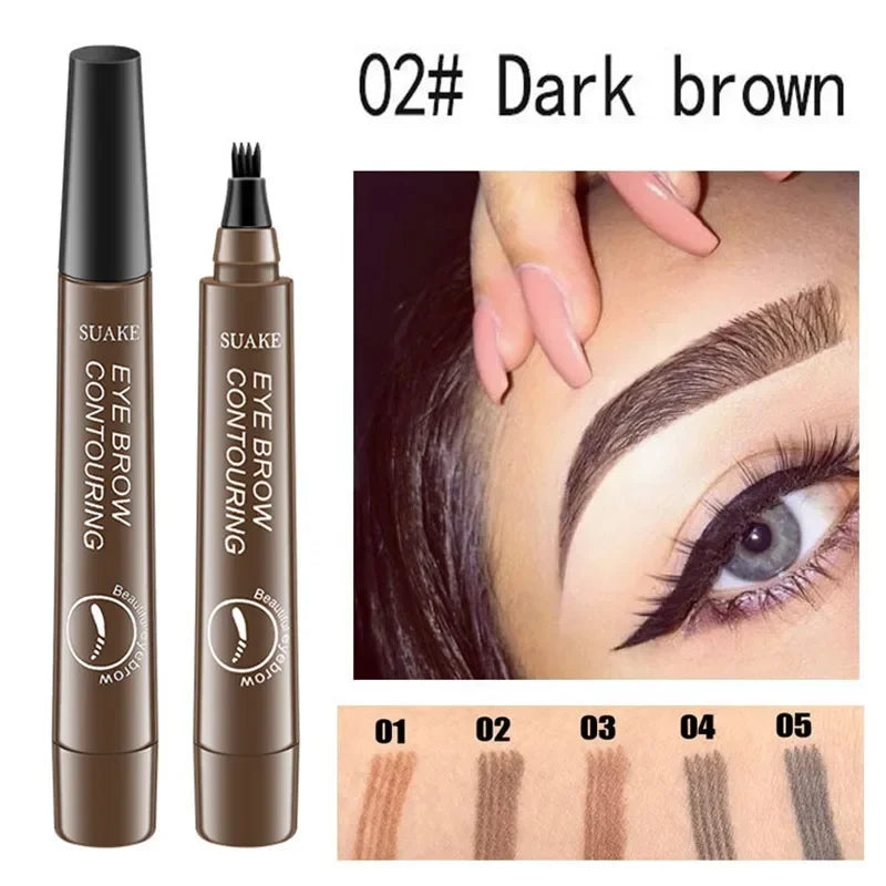 4 Points Eyebrow Pencils Waterproof Liquid Eyebrow Pen Make Up Cosmetic Microblade Brow Pencil  Long Lasting 4 Fork Tip Brow Pen