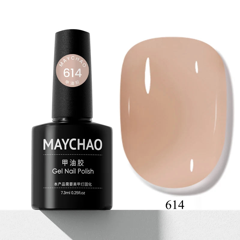 MAYCHAO Transparent Nude Jelly Gel Nail Polish Semi Permanent 7.3ml Top Coat Soak Off UV LED Varnish Nail Art Design Base Gel