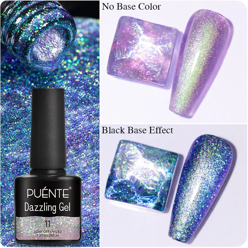 PUENTE 7.5ML Smooth Ceramics Cat Magnetic Gel Nail Polish White Moonlight Shades Cat Eye Soak Off UV Nail Art Varnish Manicure