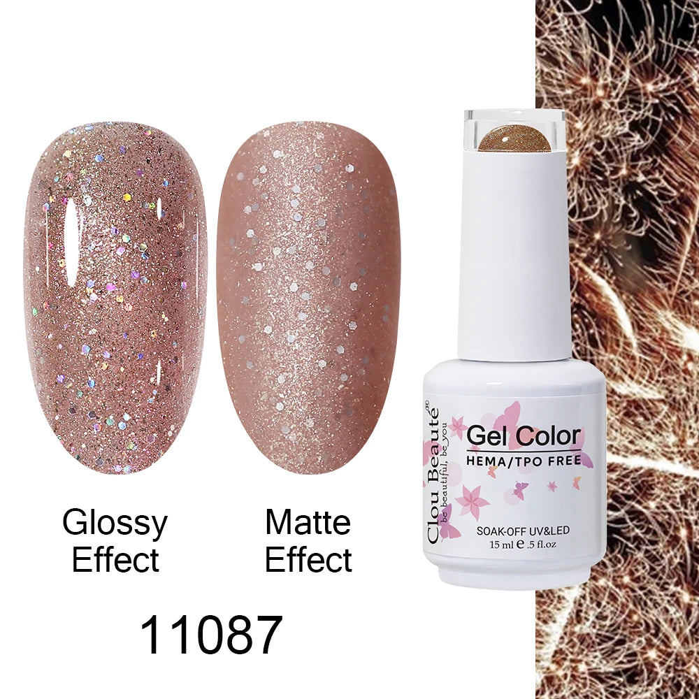 Clou Beaute 15ml HEMA TPO FREE Color Gel Nail Polish Nude Pink Red Green Collection Nail Gel Polish Glitter Soak Off UV LED Gel