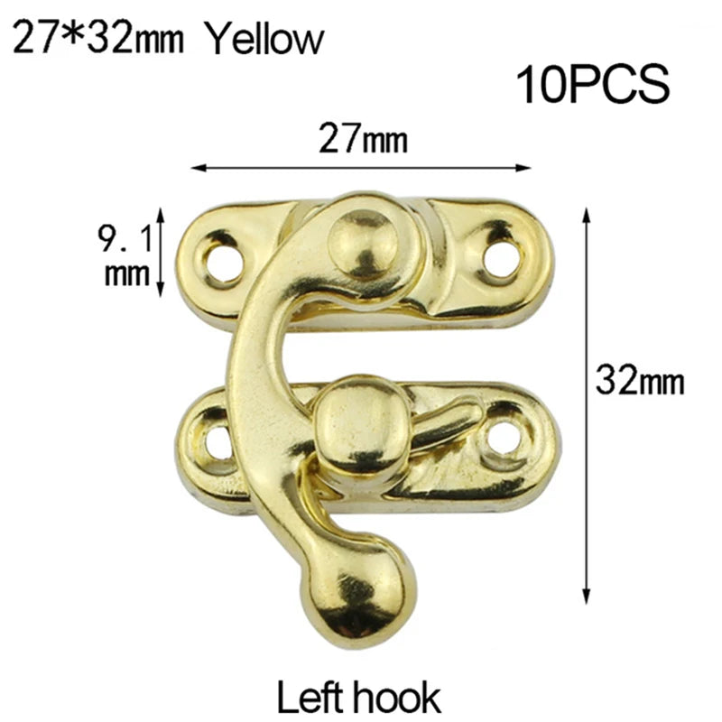 10PCS/bag Vintage Metal Hardware Furniture Wooden Box Leather Bag Hardware Decorative Latch Clasps Lock Padlock Hasp With Screws
