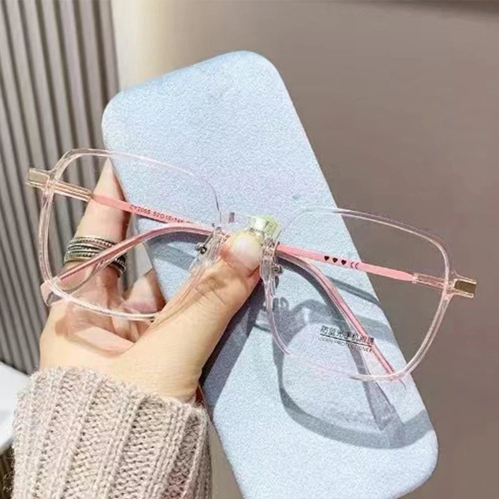 Eyeglasses Large Frame Computer Glasses Sunglasses Transparent Blue Light Glasses For Women Specific Computer Use Digital Device