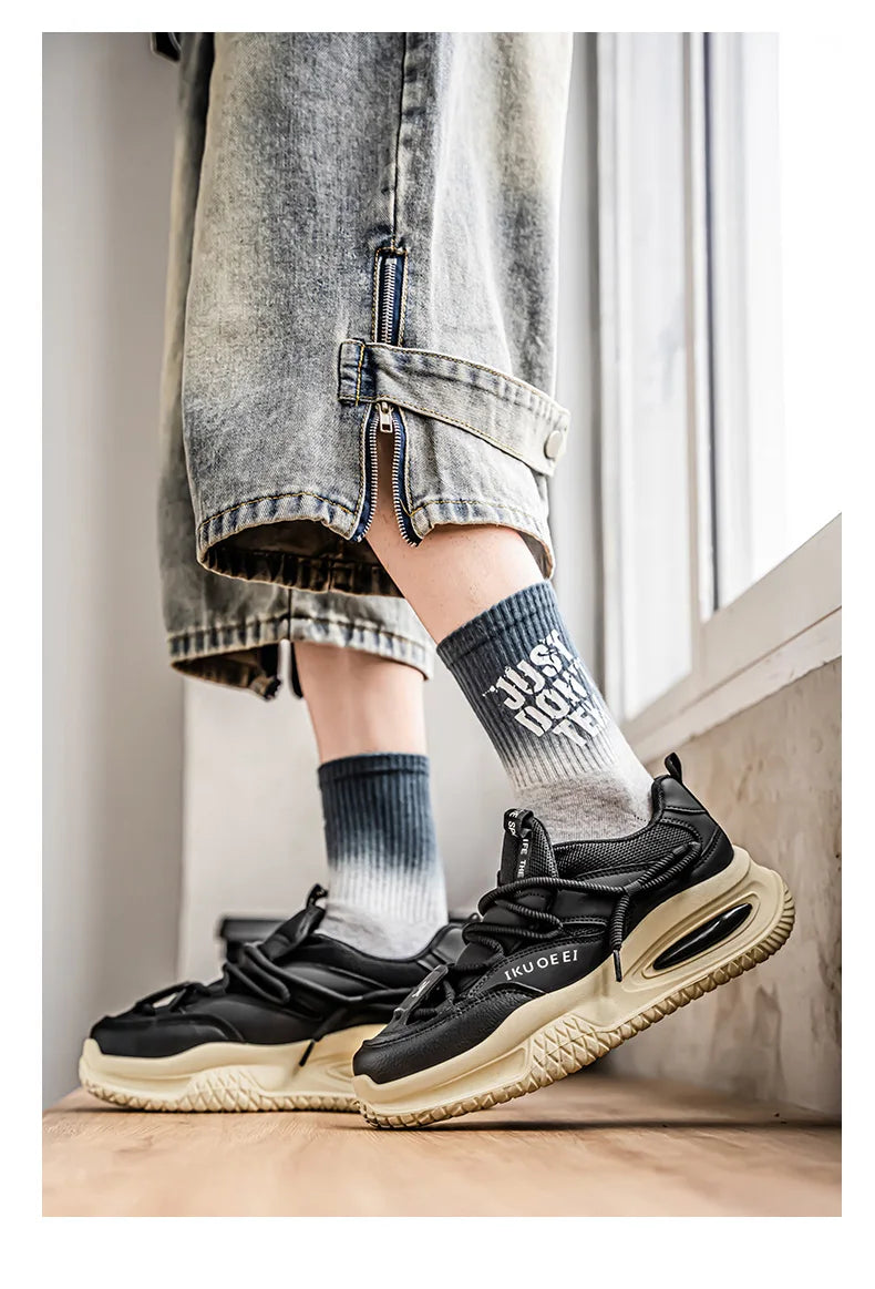 Sneakers For Men British Style Athletic Sneakers Male Sport Walking Sneaker Men Street Style Platform Shoes Male 2024