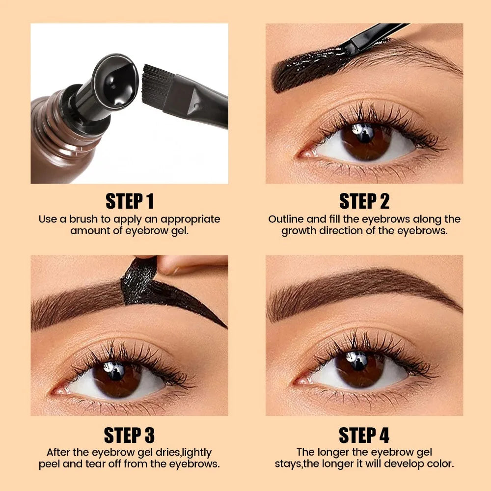 5 Color Peel-off Eyebrow Gel Cream Quick-Drying Lasting Tearing Eyebrow Dye Glue Waterproof Brow Tattoo Eyebrow Enhancer Tint