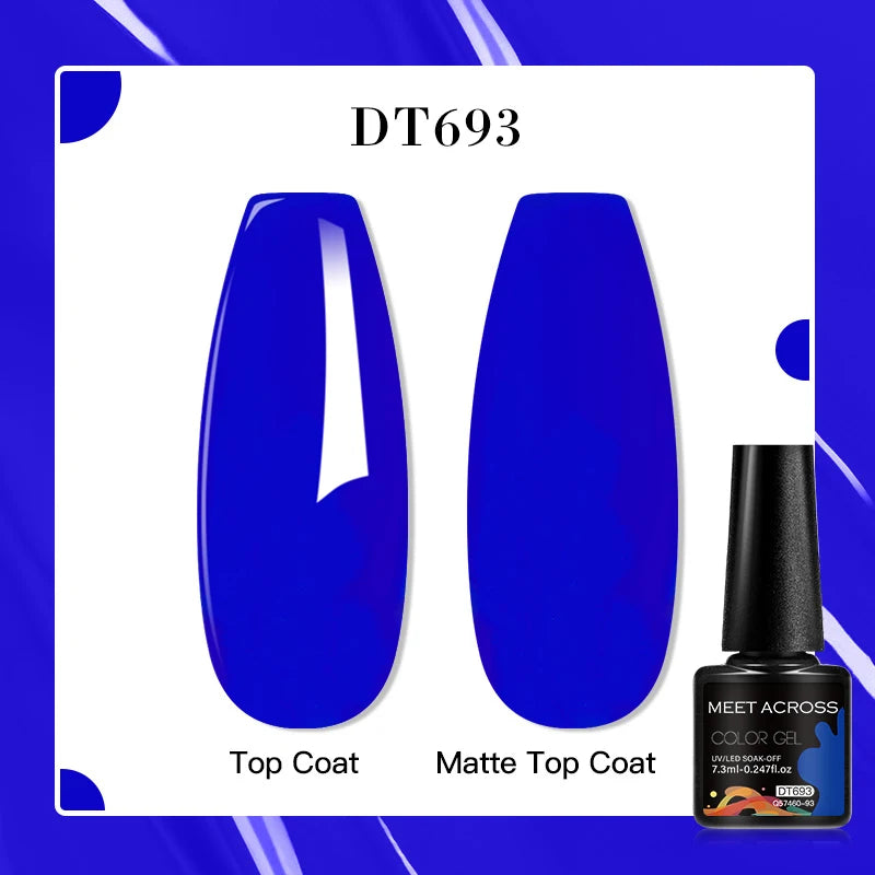 MEET ACROSS 160 Colors 7.3ml Gel Nail Polish Pink Green Blue Fluorescent Summer Glitter Varnish Semi Permanent Nail Art Gel