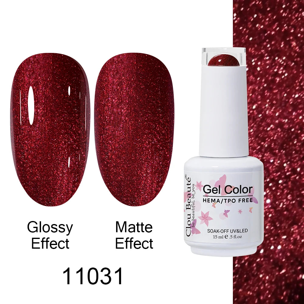 Clou Beaute 15ml HEMA TPO FREE Color Gel Nail Polish Nude Pink Red Green Collection Nail Gel Polish Glitter Soak Off UV LED Gel