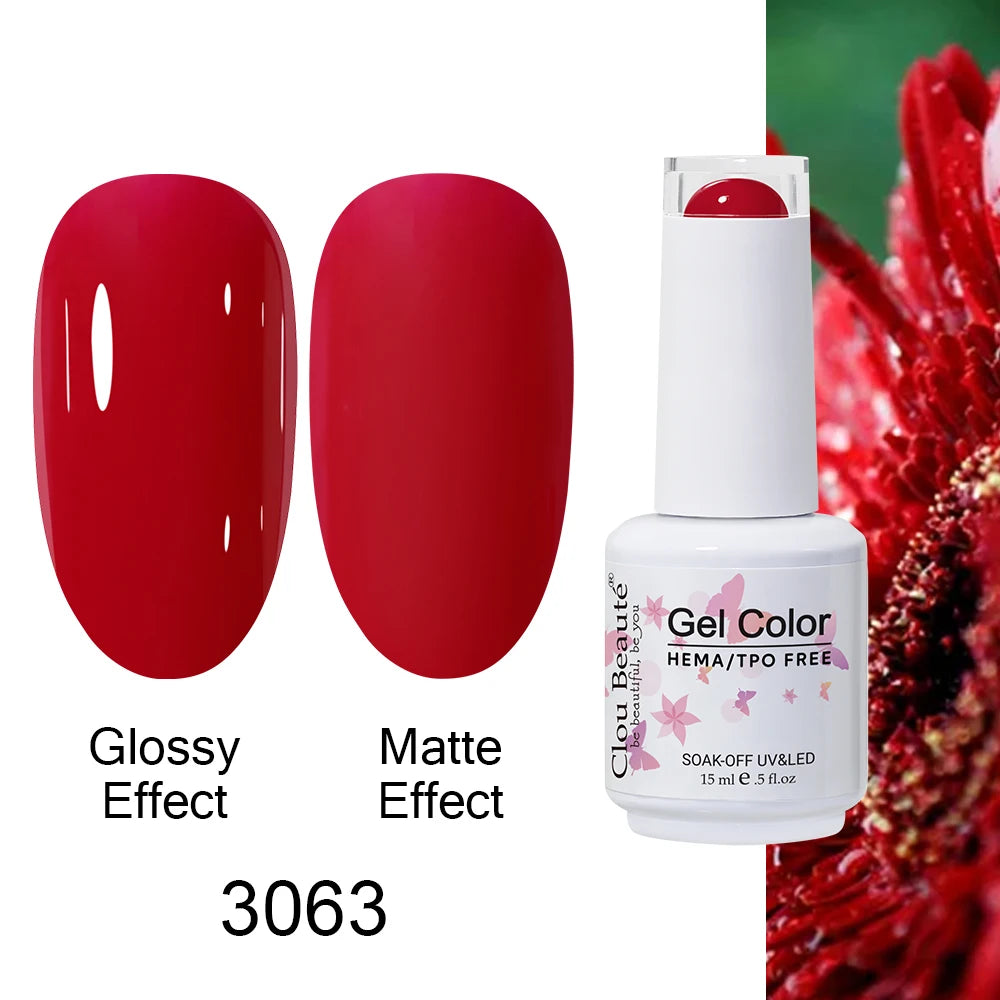 Clou Beaute 15ml HEMA TPO FREE Color Gel Nail Polish Nude Pink Red Green Collection Nail Gel Polish Glitter Soak Off UV LED Gel