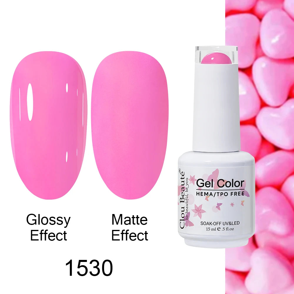 Clou Beaute 15ml HEMA TPO FREE Color Gel Nail Polish Nude Pink Red Green Collection Nail Gel Polish Glitter Soak Off UV LED Gel