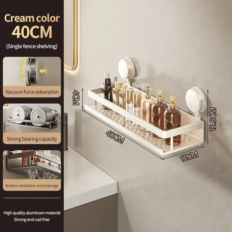 No Drill Suction Cup Adhesive Bathroom Rack Bathroom Shelf Toilet Aluminum Hanging Rack Bathroom Organizer Hang On The Wall