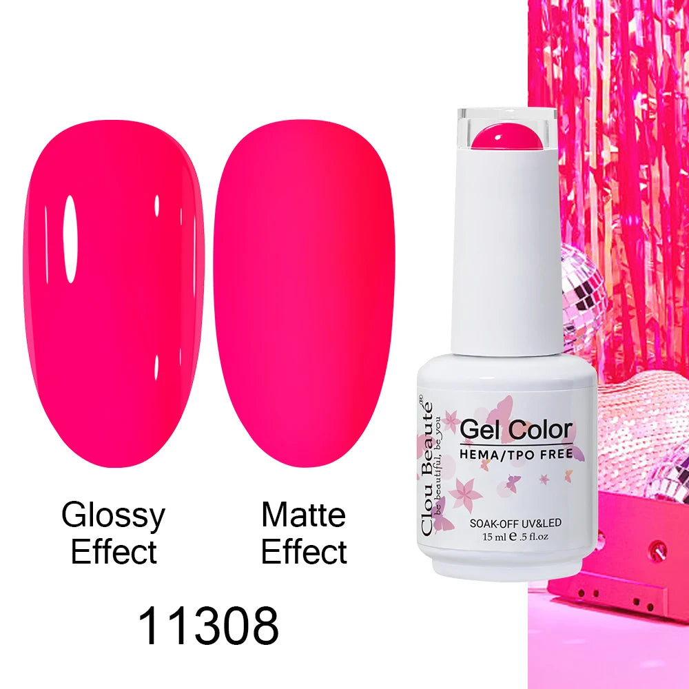Clou Beaute 15ml HEMA TPO FREE Color Gel Nail Polish Nude Pink Red Green Collection Nail Gel Polish Glitter Soak Off UV LED Gel