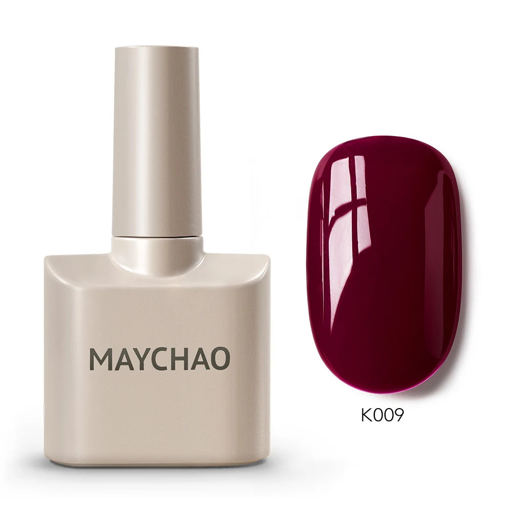 MAYCHAO Cherry Red Gel Nail Polish 12ml Glossy Semi Permanent Soak Off UV LED Frosted Gel Nails Base Painting Varnish