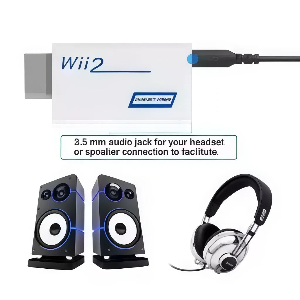 Wii to HDMI Converter with 3.5mm Audio - Digital Adapter for HDTV/Monitor, 480p to 1080p/720P Compatible (Not for Wii Mini)