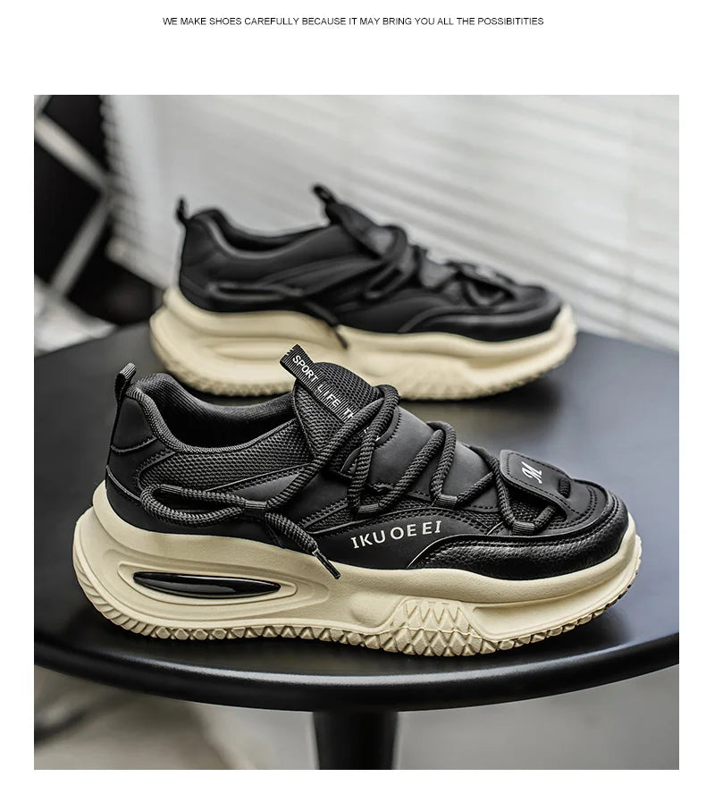 Sneakers For Men British Style Athletic Sneakers Male Sport Walking Sneaker Men Street Style Platform Shoes Male 2024