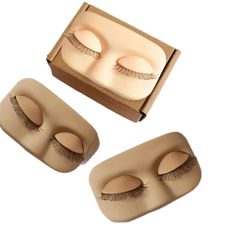 Mini Lash Practice Eyelash Replacement  Training Head Flat Model With Removable  Eyelids With False Eyelashes Head Extension