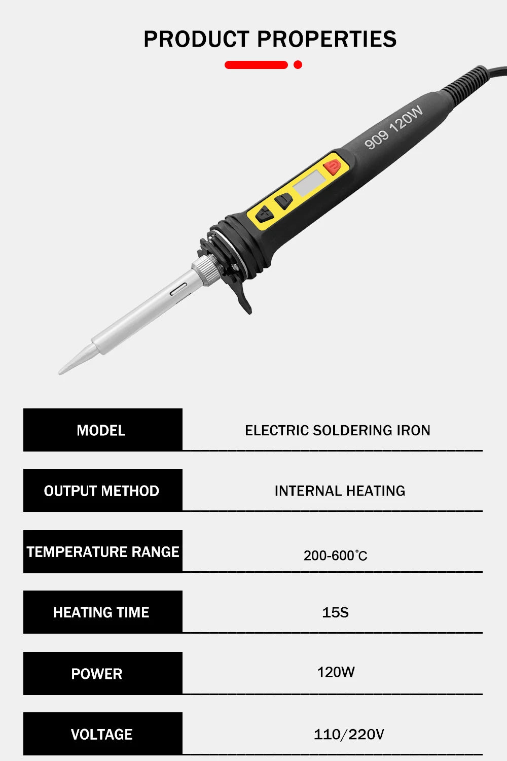 100W/120W Digital Soldering Iron Kit Repair Soldering Tool Set Electric Soldering Iron Dual Calibration Temperature 200-600C
