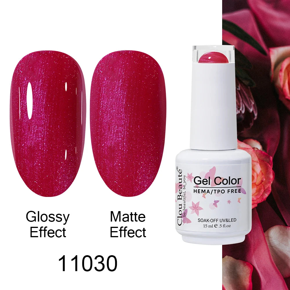 Clou Beaute 15ml HEMA TPO FREE Color Gel Nail Polish Nude Pink Red Green Collection Nail Gel Polish Glitter Soak Off UV LED Gel