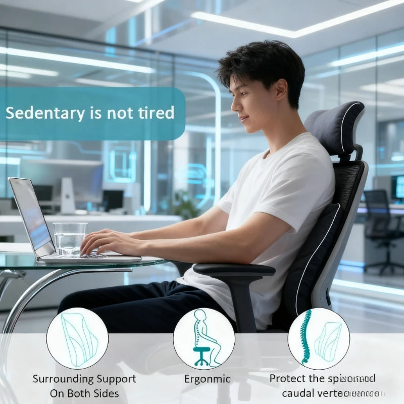 Car Seat Office Chair Back Lumbar Support Car Waist Rest Rebound Memory Foam Cushion Pad Back Lumbar Cushion for Car Driver