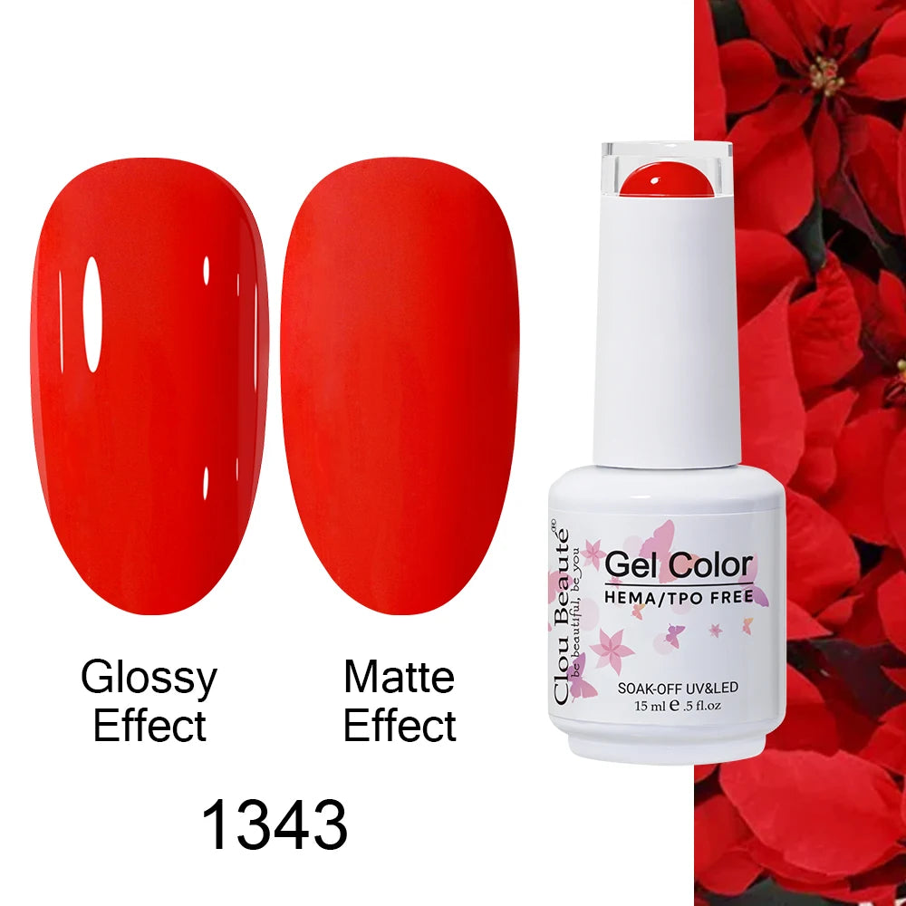 Clou Beaute 15ml HEMA TPO FREE Color Gel Nail Polish Nude Pink Red Green Collection Nail Gel Polish Glitter Soak Off UV LED Gel