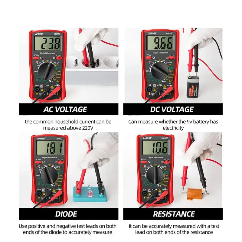 DM850 Professional Digital Multimeter 1999 Auto AC/DC Votage Tester Ohm Current Ammeter Test Probe Professional Detector Tool